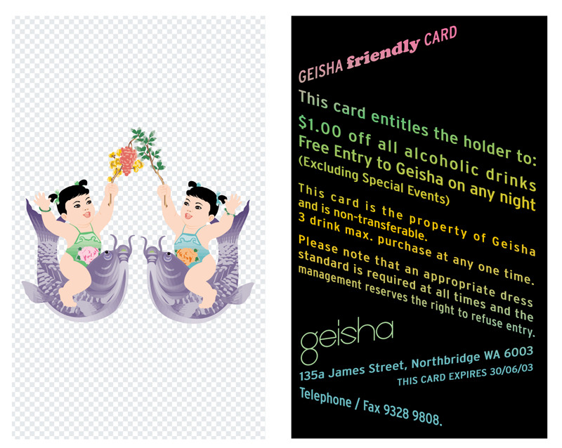 Geisha Nightclub Friendly Card